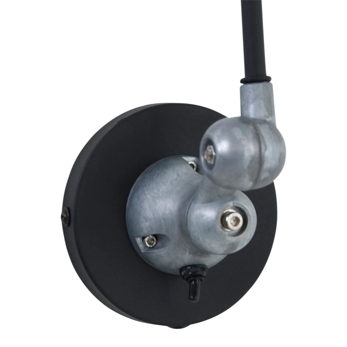 Applique murale en métal noir avec bras articulé orientable et diamètre de 10,5 cm