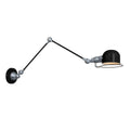 Applique murale en métal noir et argent avec bras articulé orientable, diamètre 10,5 cm