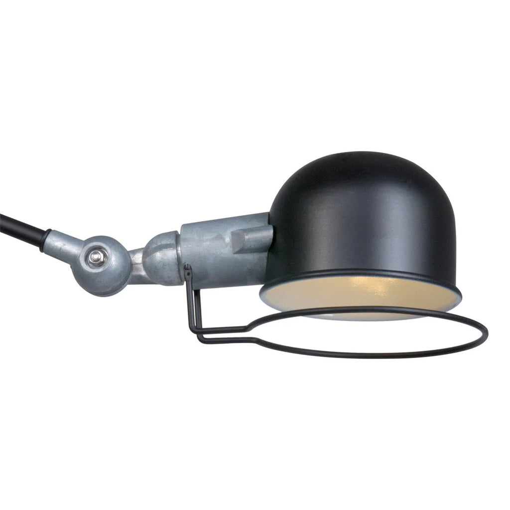 Lampe industrielle ajustable noir et argent pour mur, bras articulé orientable