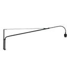 Applique murale en métal noir avec bras long orientable et abat-jour en fibres naturelles
