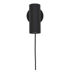 Applique murale cylindrique noire mate avec cordon fin H22 cm