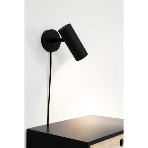 Applique murale noire mate en métal, bras ajustable, H22 cm