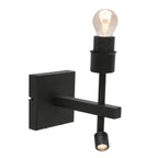 Applique murale en métal noir avec deux lumières LED orientables et liseuse