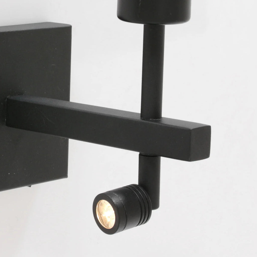 Applique murale en métal noir avec liseuse LED orientable, Spotlight pour éclairage contemporain