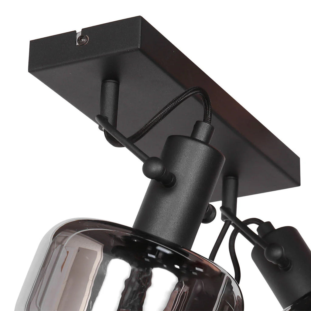 Projecteur en métal noir et verre fumé pour Applique murale noire orientable