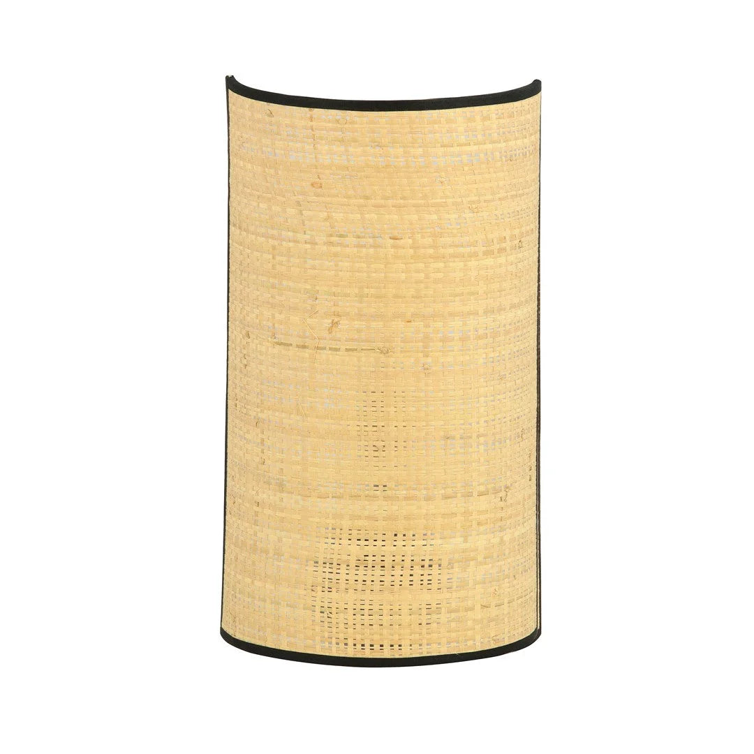 Applique murale en rotin cannage naturel beige bordures noires H32 cm
