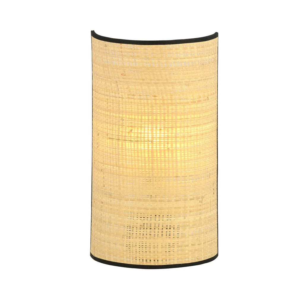Applique murale en rotin cannage naturel bordures noires H32 cm
