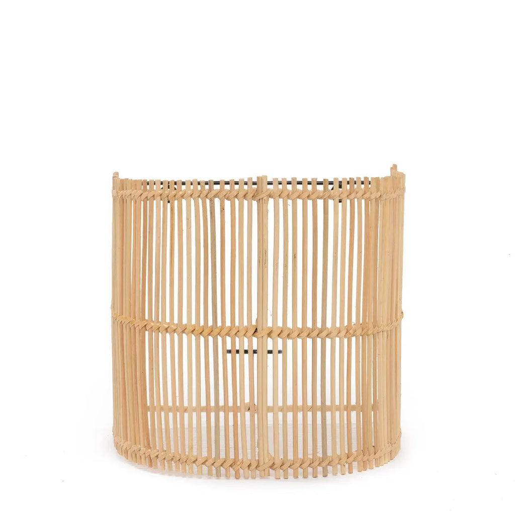 Applique murale en rotin naturel demi-cylindre 25 cm avec abat-jour en bambou clair