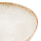 Bol en céramique crème texturé émaillé bord marron artisanal