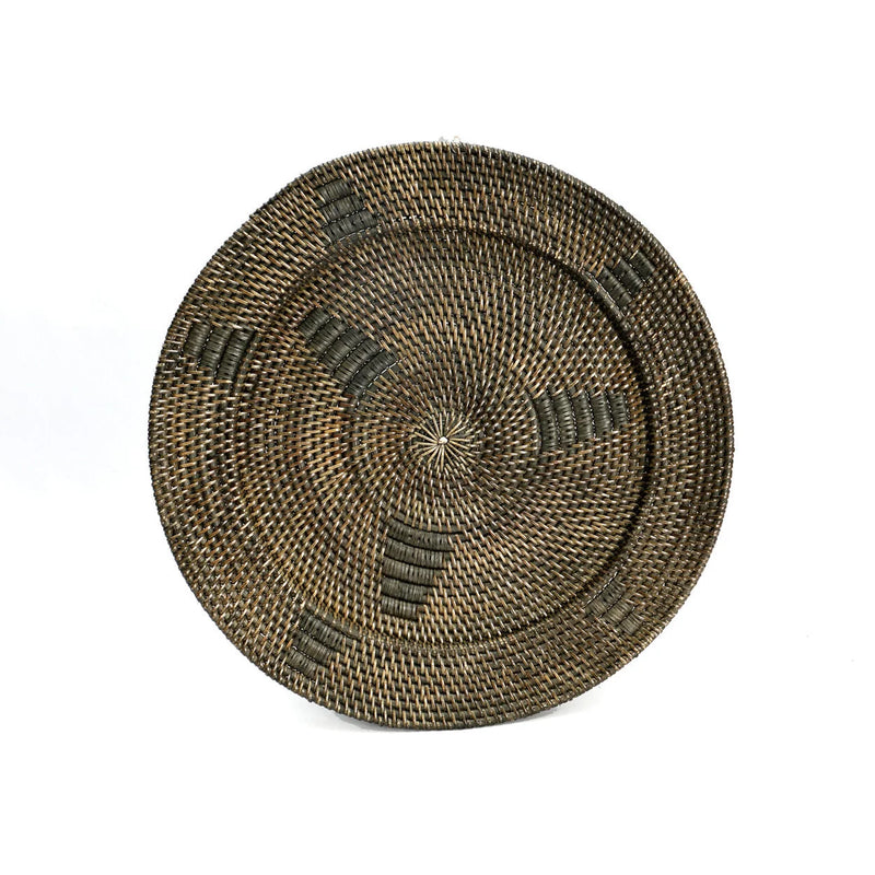 Assiette murale en rotin brun tressé Ø40 cm