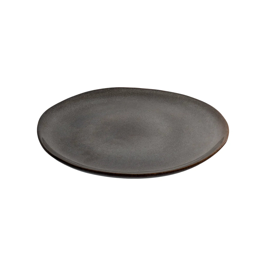 Assiettes en grès gris marron ø21 cm - Lot de 4