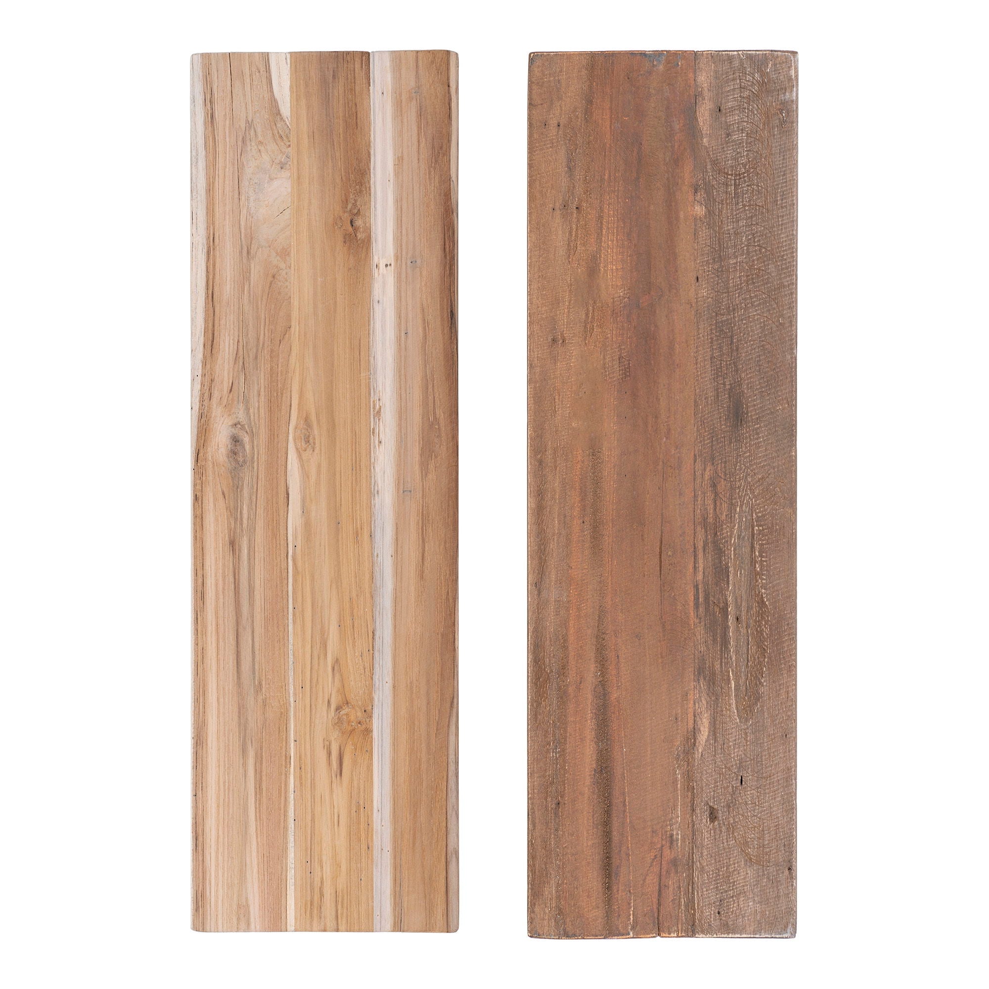Banc en bois de teck massif pieds inclinés 90x25 cm avec planches rustiques