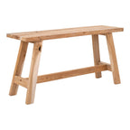 Banc en bois de teck massif pieds inclinés 90x25 cm couleur naturelle