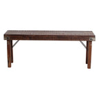 Banc pliant en bois recyclé brun 120x30 cm avec renforts métal noir