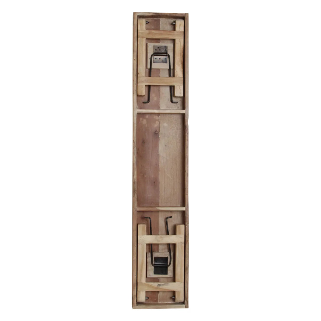 Banc pliant en bois recyclé naturel avec ferrures noires, 160x30 cm