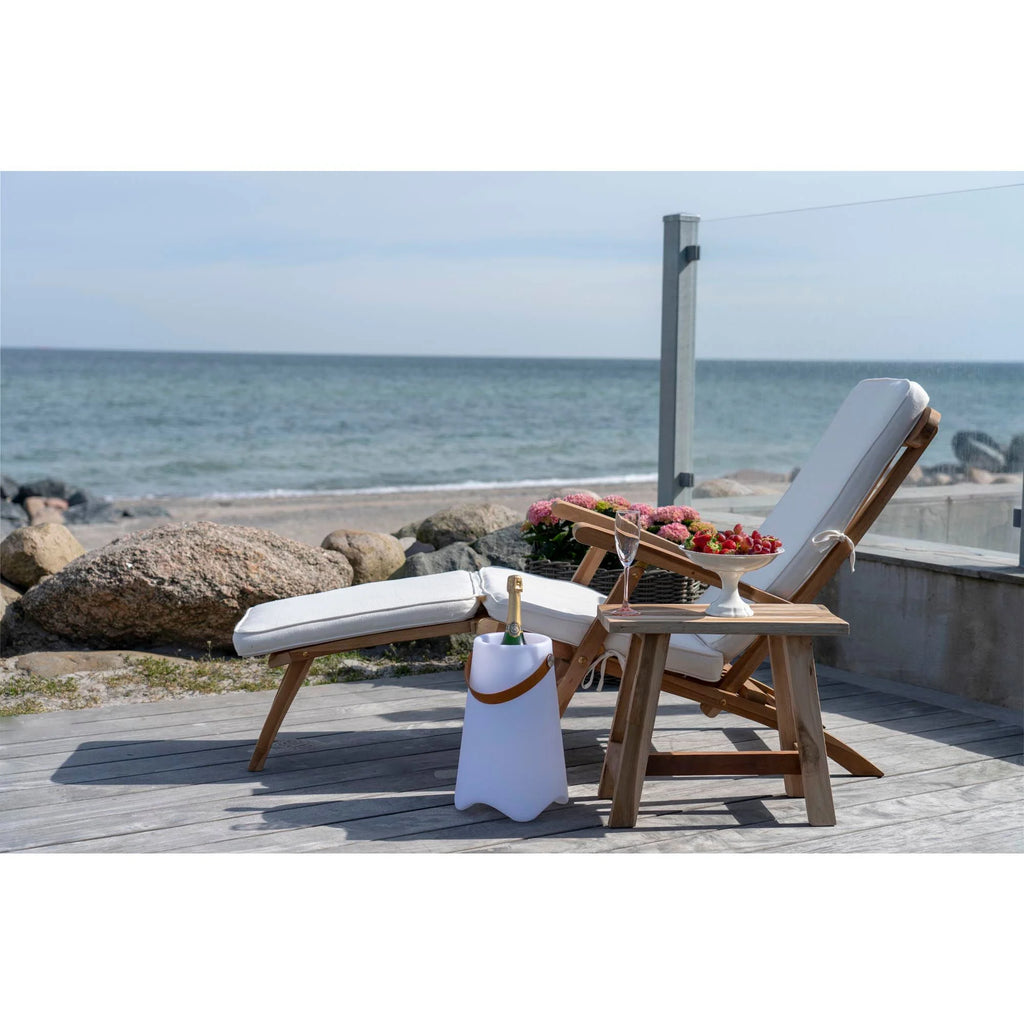 Refroidisseur de vin en tissu blanc avec anse en cuir marron