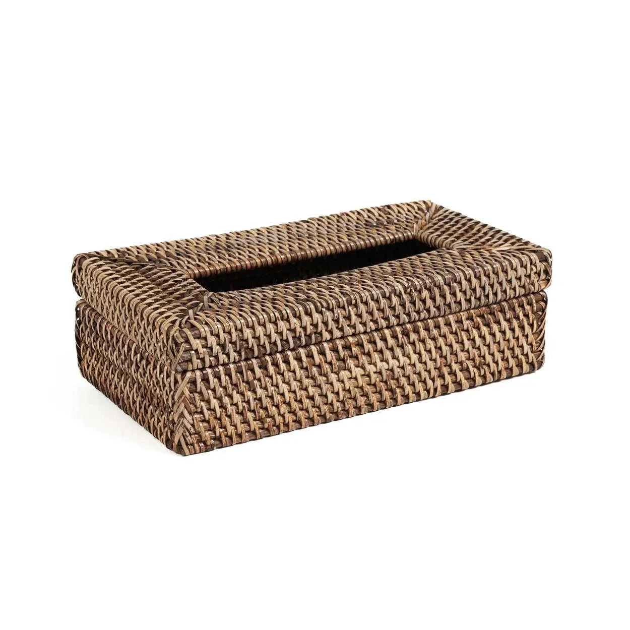 Boîte à mouchoirs en rotin tressé brun naturel rectangulaire