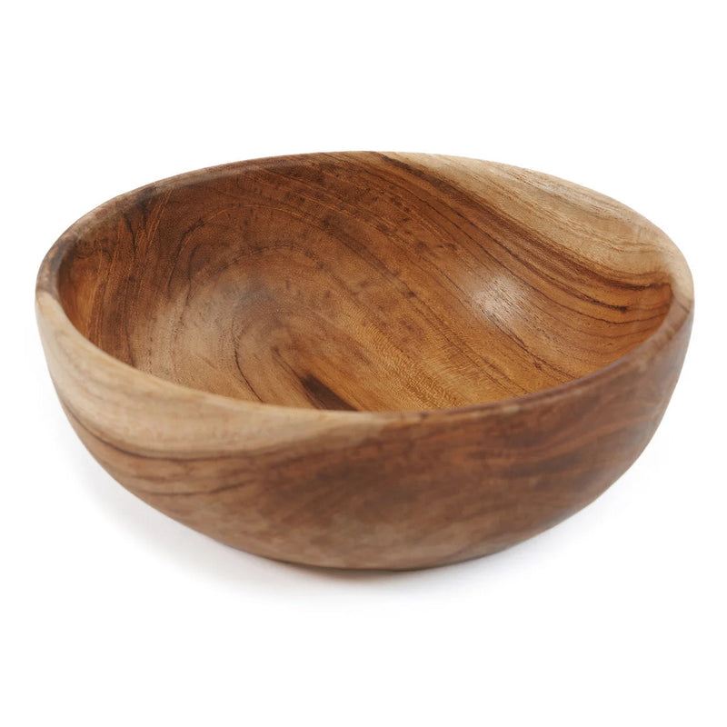 Bol apéritif en bois de teck sculpté forme organique