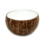 Bol coco naturel blanc artisanal en coque de noix de coco avec intérieur lisse blanc