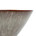 Bol en grès émaillé brun beige strié, forme organique ridée