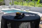 Table en lin noir rond pour décoration intérieure ou extérieure naturelle brun foncé