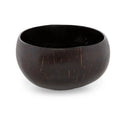 Bol en noix de coco naturelle brun foncé poli avec striations naturelles ronde