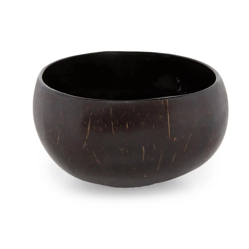 Bol en noix de coco naturelle brun foncé forme ronde