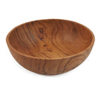 Bol rond en bois de teck naturel avec veinures apparentes