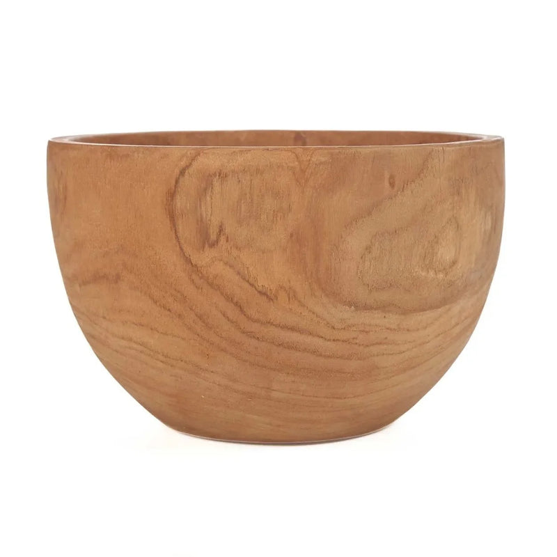 Bol rond en bois de teck naturel avec veinures apparentes