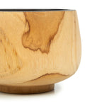 Bol en teck naturel 12 cm avec grain visible et intérieur foncé pour rangement ou apéritif