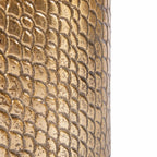 Bougeoir en métal doré relief écailles forme cylindrique texturé