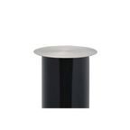 Bollard cylindrique noir en métal avec dessus en acier brossé brillant, H70 cm