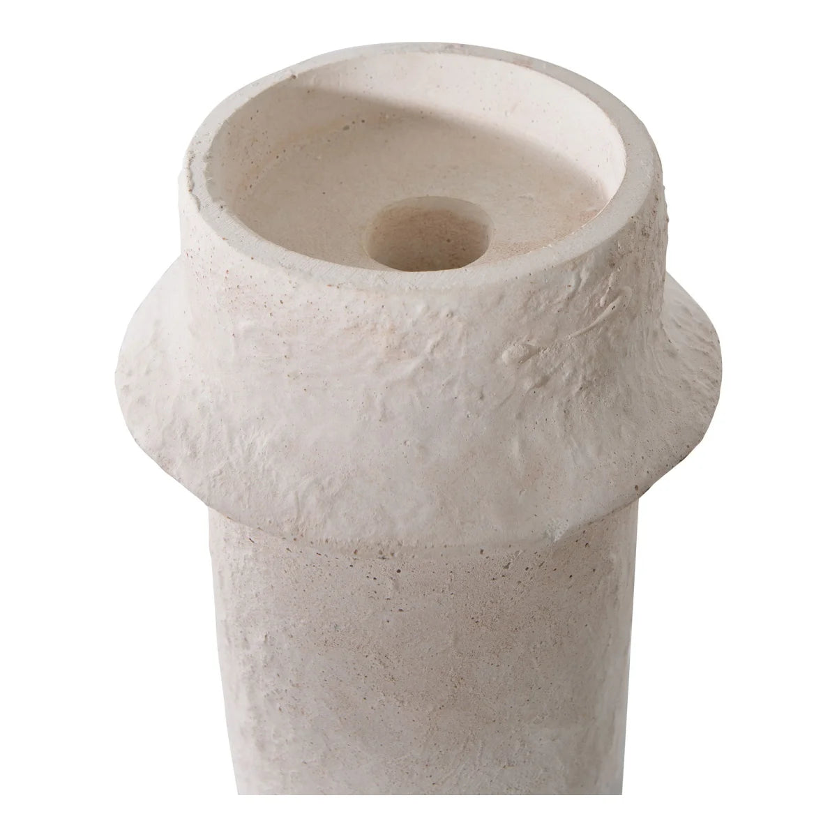 Vase en céramique crème texturée à bord évasé