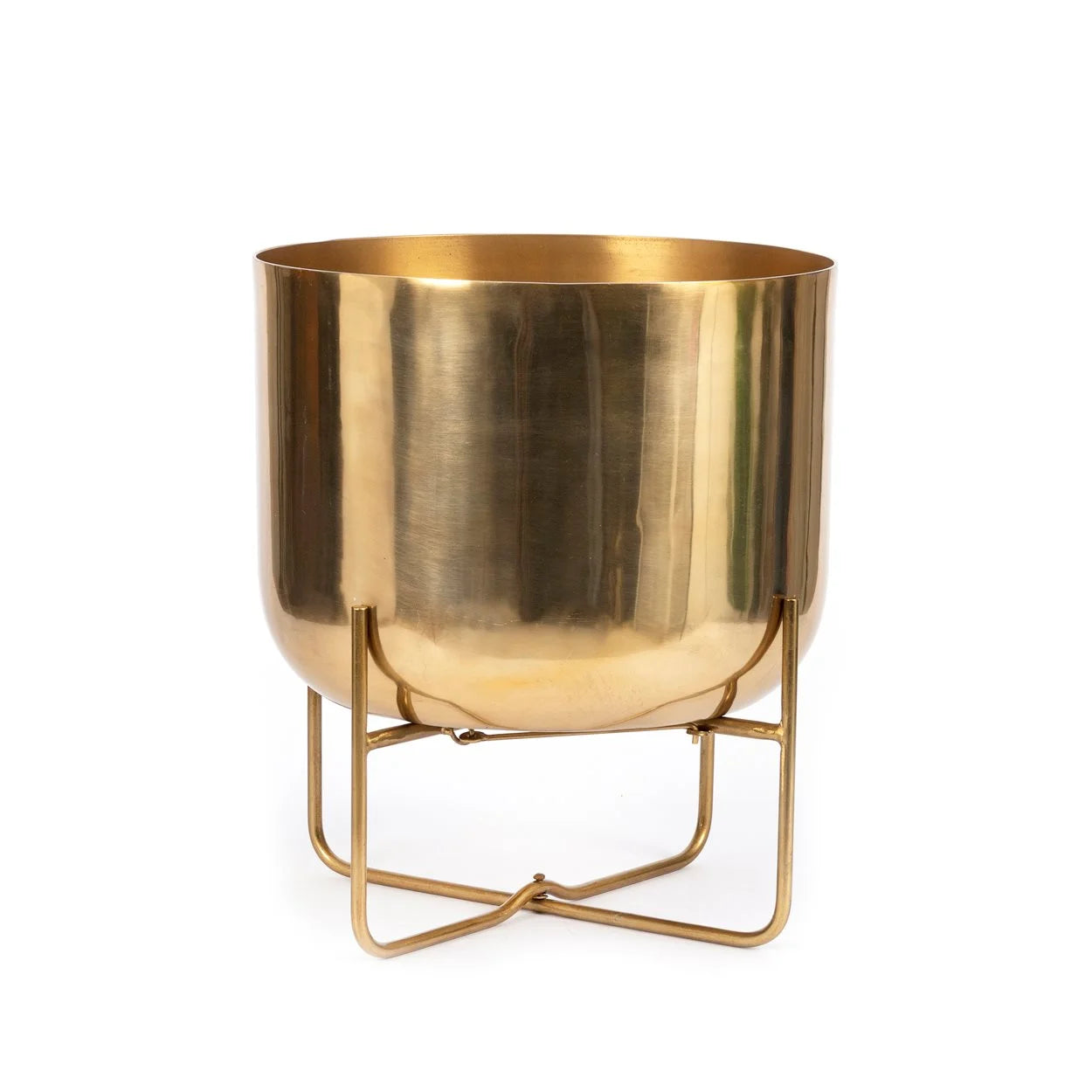 Cache-pot XL en laiton doré avec support pliable – H41 cm
