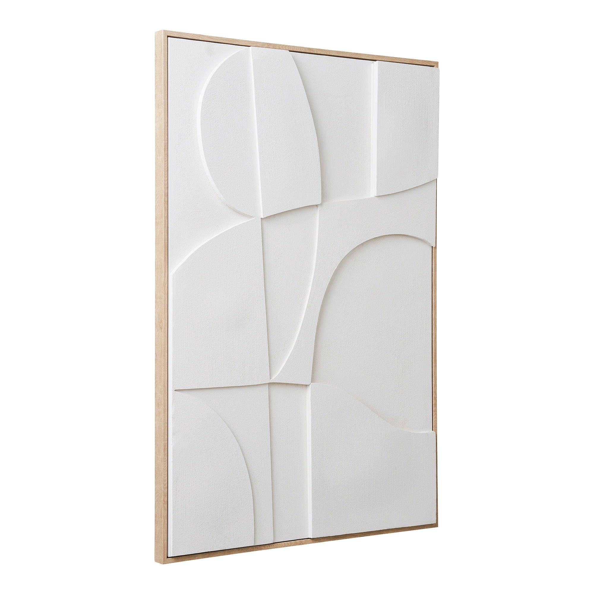Cadre blanc relief géométrique 60x90 cm en bois clair