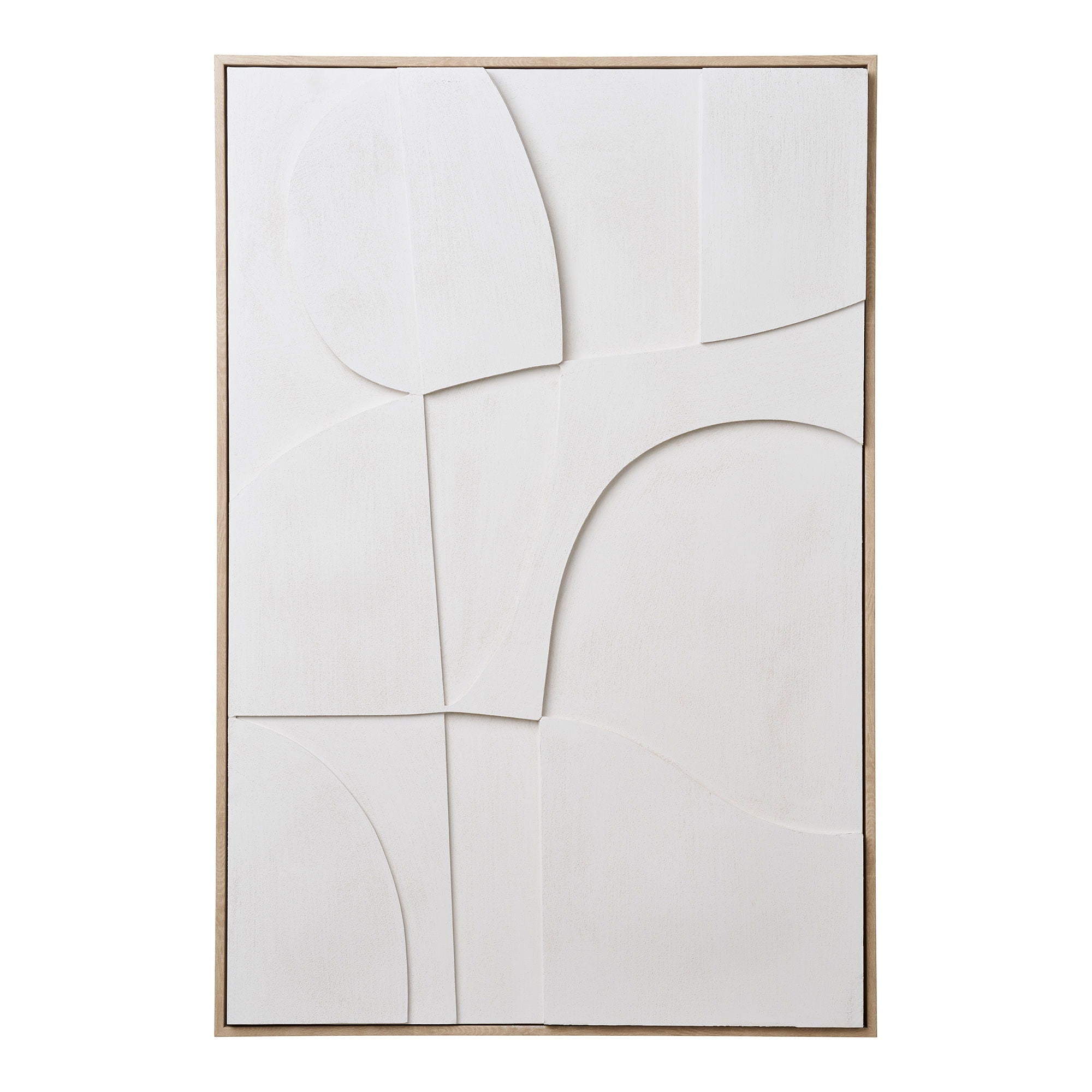 Cadre blanc relief géométrique 60x90 cm en bois clair