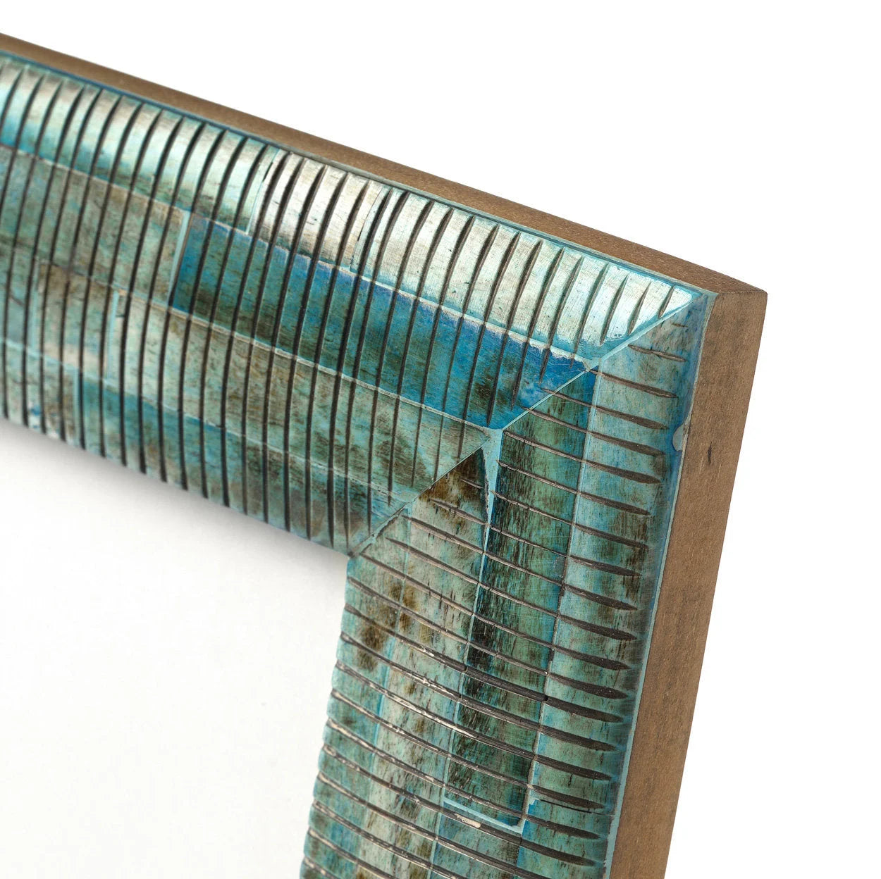 Cadre photo artisanal turquoise en os de buffle, texture rustique