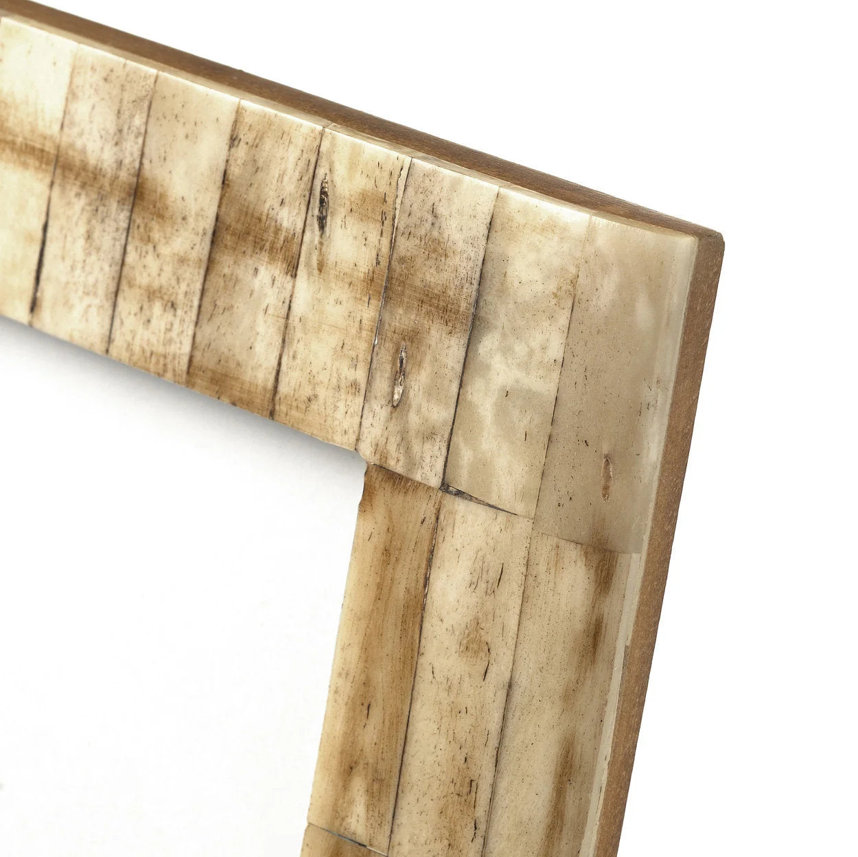 Cadre photo mosaïque en os de buffle beige marbré rustique