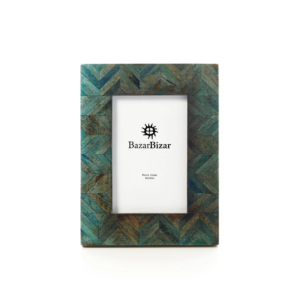 Cadre photo mosaïque os turquoise 10x15 cm motif chevron vert turquoise texturé