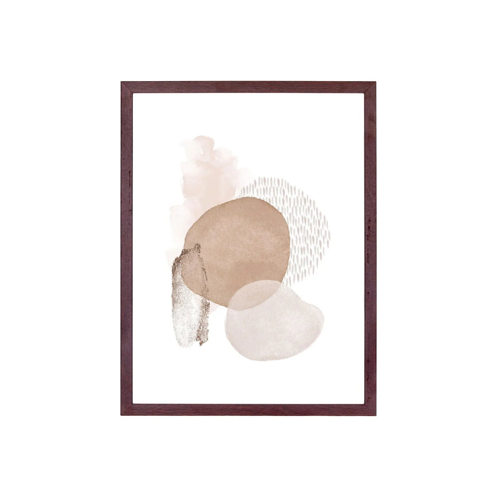 Cadre photo MDF brun foncé A4, art abstrait beige crème texturé