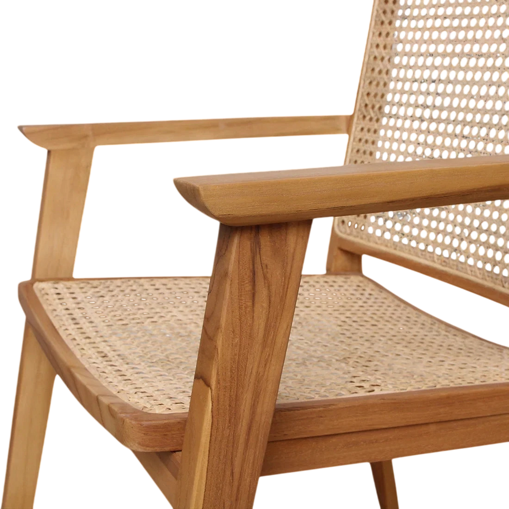 Paire de chaises en bois clair cannage accoudoirs finition naturelle