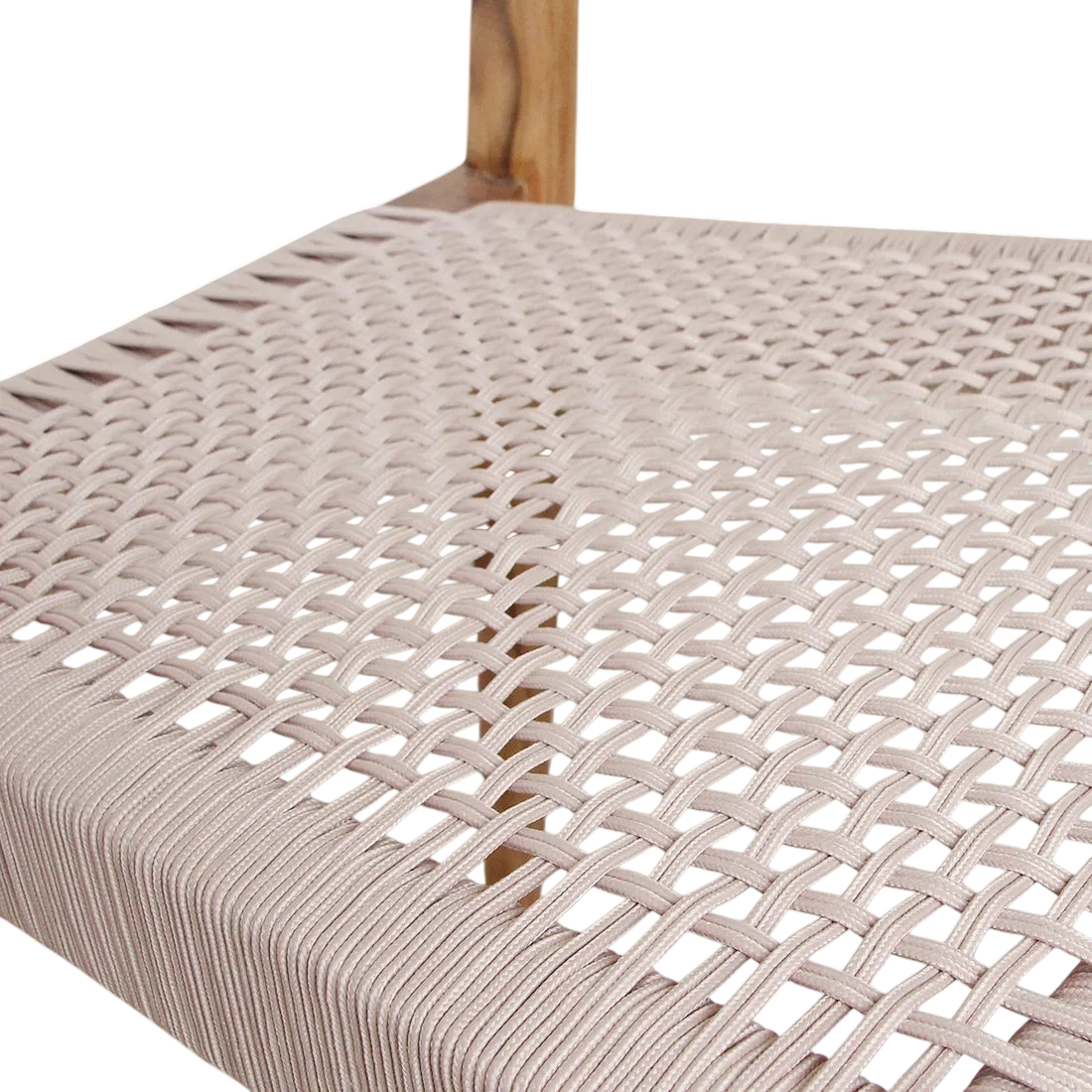Chaise en bois de teck naturel avec assise tressée corde beige