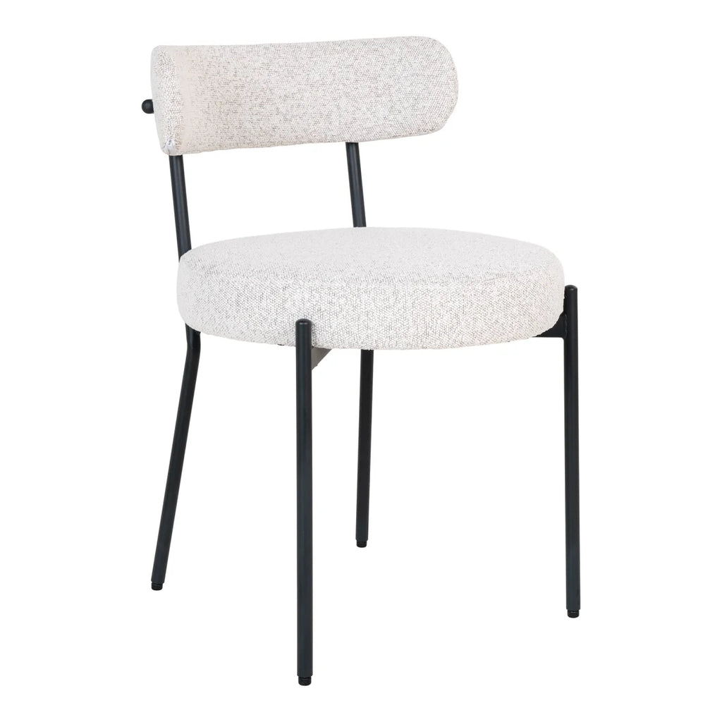 Chaise bouclé blanc cassé et pieds noirs - set de 2 moderne
