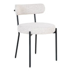 Chaise bouclé blanc cassé et pieds noirs - set de 2 moderne
