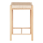 Chaise de comptoir en bois clair et rotin naturel 66,5 cm