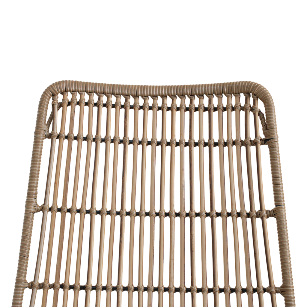 Dossier de chaise en rotin naturel tissé beige, cadre arrondi texturé