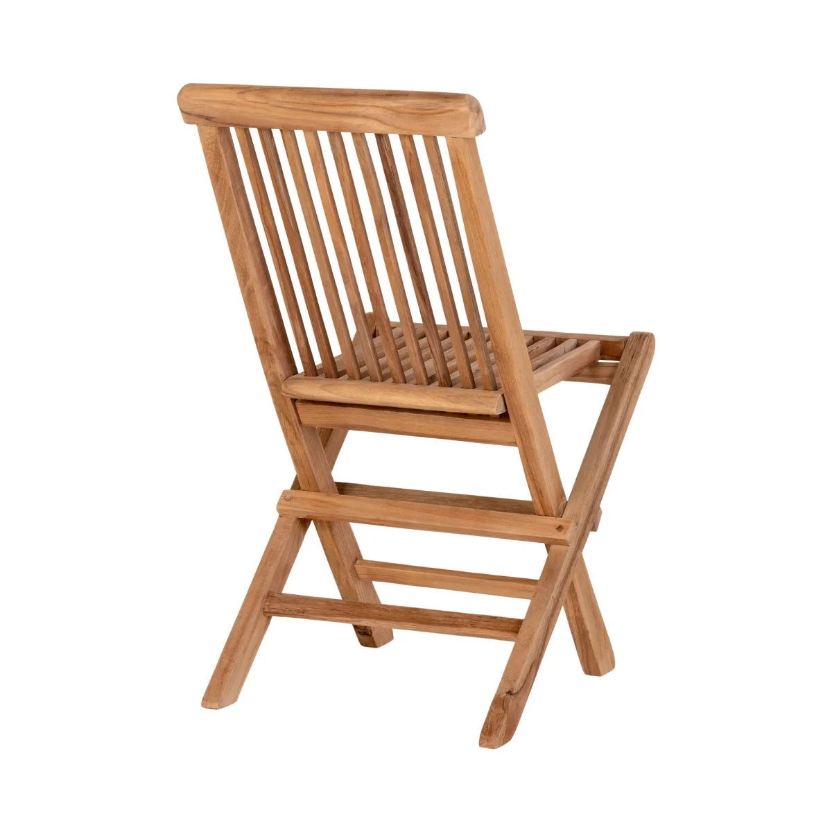Chaise enfant en teck pliable naturel, lot de 2, dossier et assise lamellés