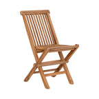 Lot de 2 chaises enfants pliables en teck naturel, dossier et assise lamellés