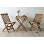 Table pliante en teck naturel pour enfant, lot de 2
