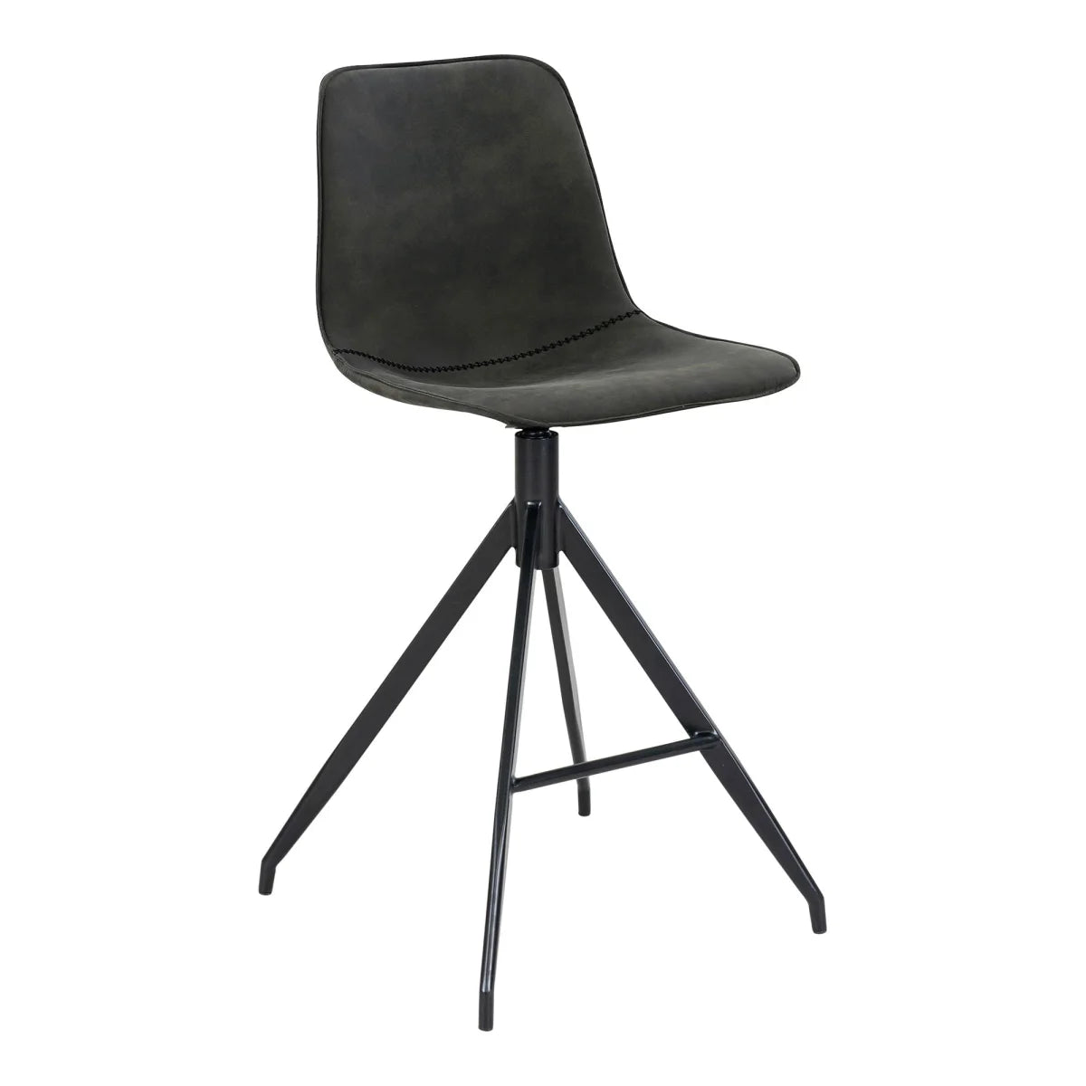Chaise haute en microfibre grise avec piètements en métal noir pour îlot cuisine